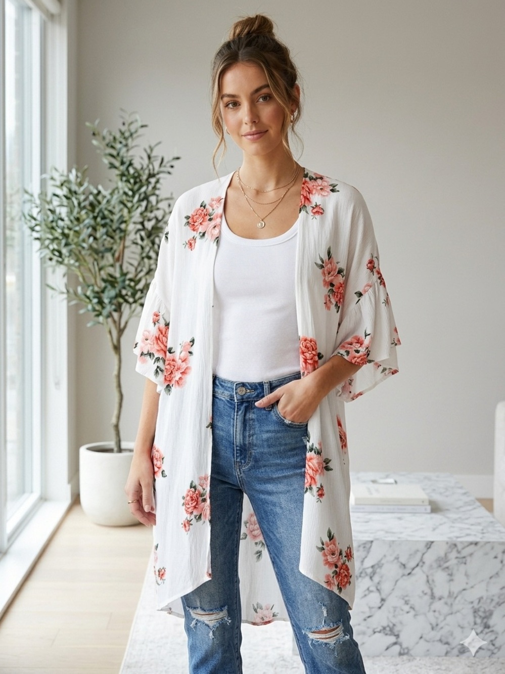 Label on floral garment